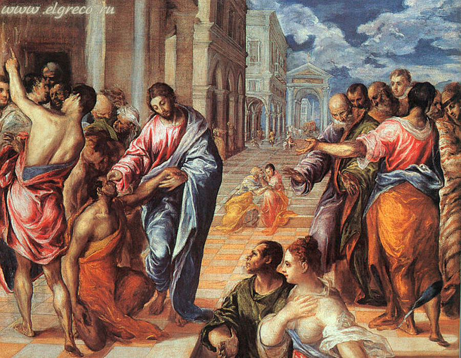 Христос исцеляет слепого. Доменико Эль Греко